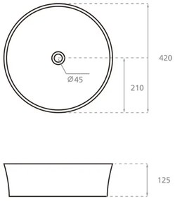 Bathco 4087 - Ráépíthető mosdó VOLTA átm. 42 cm porcelán/fehér