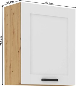Felső szekrény, fehér/artisan tölgy, LULA 60 G-72 1F