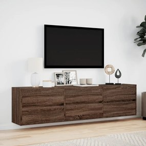 barna tölgy színű fali TV-szekrény LED-del 180 x 31 x 45 cm