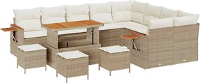 vidaXL Kerti Kanapé Szett párnával 14 pcs Beige és krém polirattan