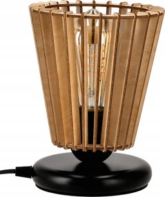 Led Éjjeli lámpa Asztali lámpa Fekete 1xE27 1,5m Fa Led