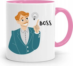 Rózsaszín Bögre Ajándék Boss Vezetőnek, fényképes nyomattal