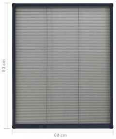 antracitszürke alumínium pliszé ablakszúnyogháló 60 x 80 cm