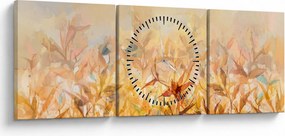 Kép - levelek az ősz színében, olajfestmény (órával) (90x30 cm)