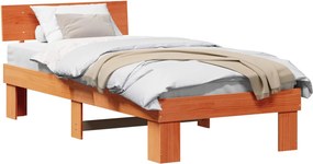 vidaXL Ágykeret fejtámlával Faggyú barna 80 x 200 cm Tömör fenyőfa