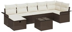 vidaXL Kerti Kanapé Szett párnával 8 pcs Barna és Krém polirattan