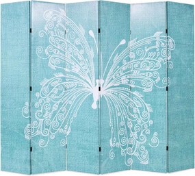 vidaXL kék pillangó mintás paraván 228 x 170 cm