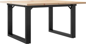 vidaXL tömör fenyőfa és acél dohányzóasztal O-vázzal 70x70x40 cm