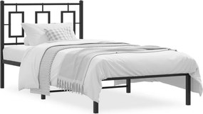 vidaXL fekete fém ágykeret fejtámlával 90 x 190 cm