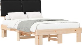 vidaXL Ágykeret Kárpitozott Fejtámlával Fekete 120 x 200 cm