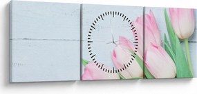 Kép - tulipán csokor (órával) (90x30 cm)