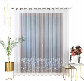 Függöny készre szerelve, napellenző virágos hímzéssel 200X250