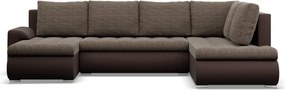 Tokio U sarokkanapé, 3 ágyneműtartóval, fonott + műbőr, jobboldali, barna