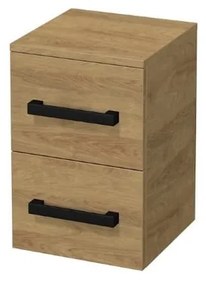 Alacsony fürdőszobai szekrény fekete fogantyúval SAT Cube Way 32,5x63x20 cm tölgy Hickory matrac CUBE3CN32DH