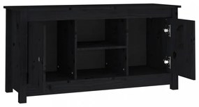 fekete tömör fenyőfa TV-szekrény 103 x 36,5 x 52 cm