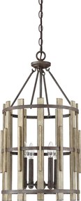 Quoizel loft függeszték wood hollow fekete falusias elsqz-wood-hollow-4p