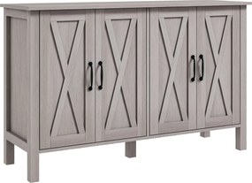HOMCOM Alacsony Rusztikus Stílusú Konyhai Szekrény 2 Állítható Polccal, TV Buffet 55 hüvelykig 4 Fa Ajtóval, 120x37x75 cm, Szürke | Aosom