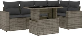 vidaXL 6 részes szürke polyrattan kerti ülőgarnitúra párnákkal