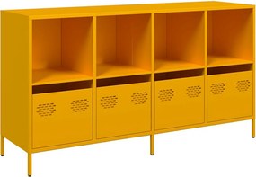 vidaXL mustársárga hidegen hengerelt acél tálalószekrény 135x39x73,5cm