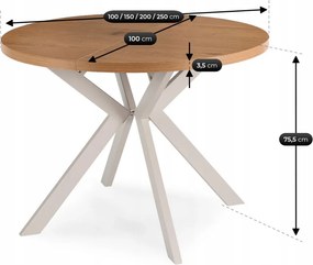 Modern bővíthető étkezőasztal LUKAS 100–250 cm tölgy kasmír