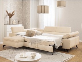 Krémszínű zsenília sarokkanapé (bal oldali-L alakú) Marbeya – Ropez