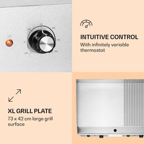 Klarstein Grillmeile 4400, elektromos grill, 2 x 2200 W, rozsdamentes acél grill lap