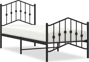 vidaXL fekete fém ágykeret fej- és lábtámlával 75 x 190 cm