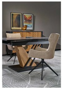 Sterzo étkezőasztal 140-180 x 90 cm, fekete / arany tölgy