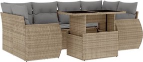 vidaXL 7 részes bézs polyrattan kerti ülőgarnitúra párnákkal