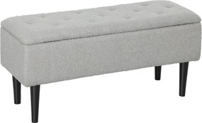 HOMCOM Tárolós Pad, Ágy Pad, Kárpitozott Pad Hajtható Tetővel, Velúrviselet, Tároló Pad, Nappalihoz, Hálószobához, Szürke, 95 x 38 x 45 cm | Aosom