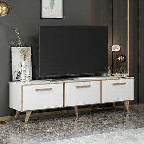 [en.casa] TV-állvány Brønderslev 45x160x37 cm forgácslap fehér fa hatású