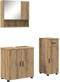 vidaXL Fürdőszoba bútor szett 3 pcs Artisan tölgy Faanyag & Fém