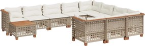 vidaXL 11 részes bézs polyrattan kerti ülőgarnitúra párnákkal