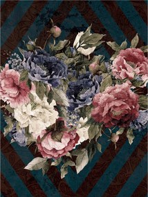 Flizelin fotótapéta Bazsarózsa Rózsa geometria Paisley kék 184x254 +ragasztó