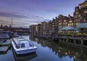 Poszter 84x59,5cm Amszterdami csatorna csónakokkal, Assaf Frank
