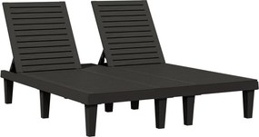vidaXL fekete kétszemélyes polipropilén napozóágy 155 x 138 x 83 cm
