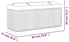 2 db gyékény tárolópad szürke párnával 69 cm