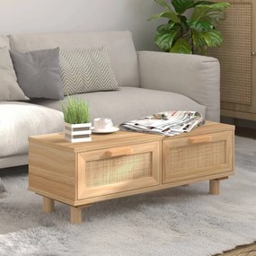 Barna szerelt fa és tömör fenyőfa dohányzóasztal 80x40x30 cm