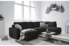 Antracitszürke kordbársony kinyitható sarokkanapé (jobb oldali-U alakú) Brave Dave – Miuform