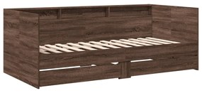 barna tölgy kanapéágy fiókkal matrac nélkül 100x200 cm
