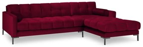 Bali piros bársony sarokkanapé, jobb oldali - Cosmopolitan Design