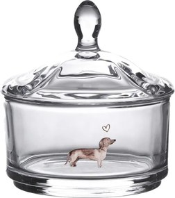 Dachshund Love tacskó mintás üvegdoboz 9x9 cm