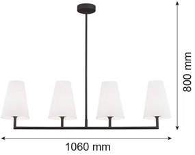 Argon 1831 - Csillár rúdon SAFIANO 4xE27/15W/230V fekete