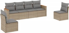 vidaXL 6 részes bézs polyrattan kerti ülőgarnitúra párnával
