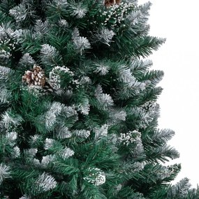 műkarácsonyfa fenyőtobozokkal és fehér hóval 150 cm