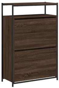 barna tölgyszínű szerelt fa cipősszekrény 75 x 34 x 112 cm