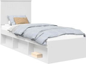 vidaXL Ágykeret fejtámlával Fehér 75 x 190 cm Tömör fenyőfa