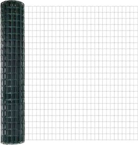 vidaXL Kerítés oszlopokkal Zöld 1,5 x 10 m Acél és PVC