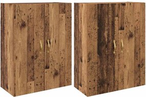 vidaXL Fali szekrény 2 pcs Öreg fa 69,5 x 34 x 90 cm Faanyag