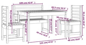 4 részes tömör duglászfenyő kerti étkezőgarnitúra